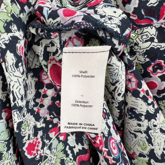 CINQ A SEPT Quinn Dress Womens Floral Print Navy Multi Layered Shirt Tie Midi - Picture 12 of 16